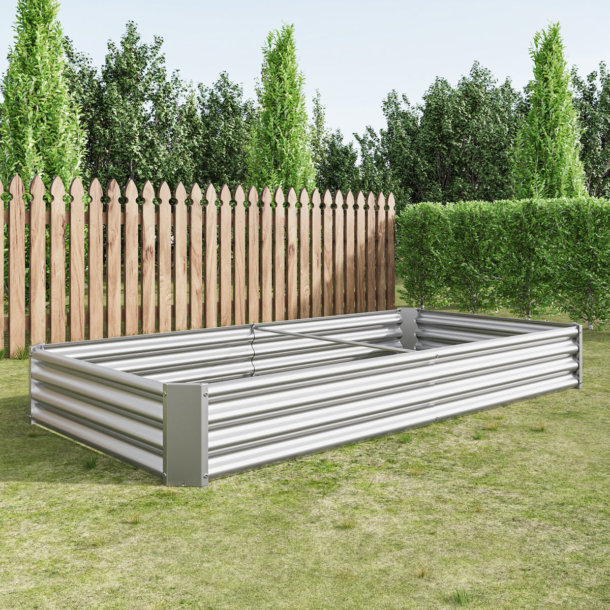 Metal Raised Garden Bed Kit with Anti-Rust Coating - Silver