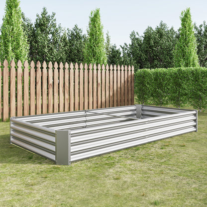 Metal Raised Garden Bed Kit with Anti-Rust Coating - Silver