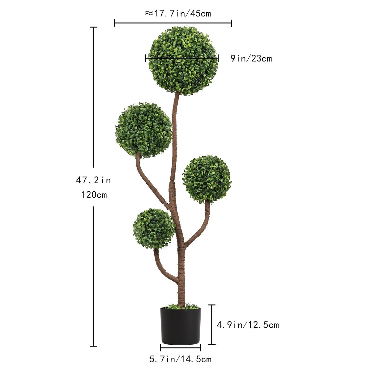 4ft Tall Artificial Boxwood Topiary Tree with Sturdy Planter - Green