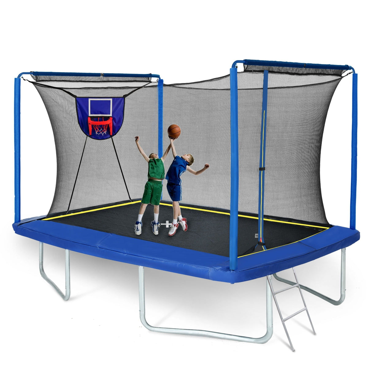 Rectangular Trampoline with Basketball Board and Ladder - 8ft x 12ft