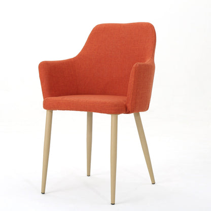 Elegant Dining Chair with Contoured Support - Orange, Dark Gray, Green