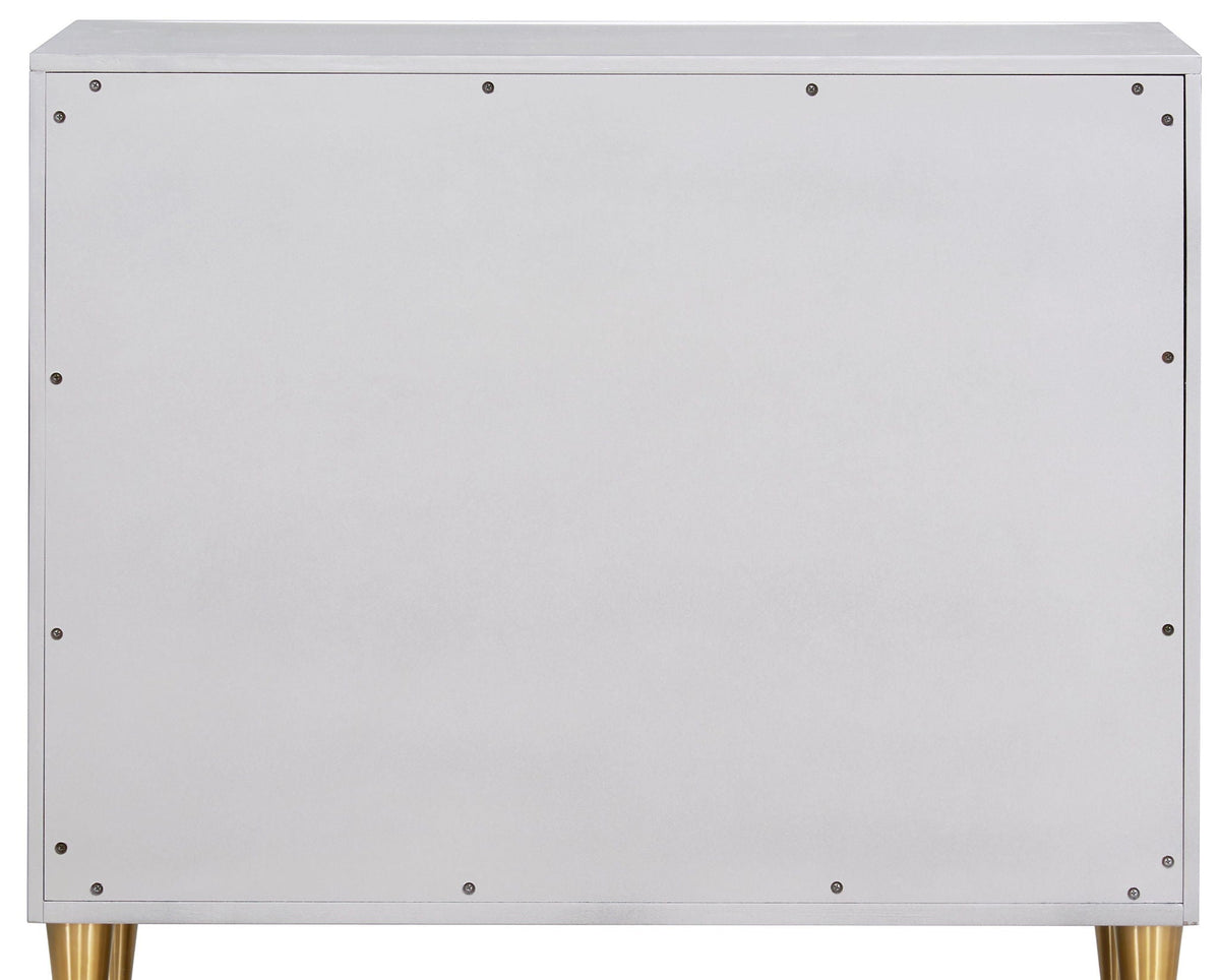Anson Console Cabinet with 3D Diamond Drawers - Silver / Champagne