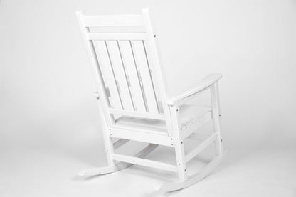 Oversized Outdoor Rocking Chair with Wood-Texture Design - White