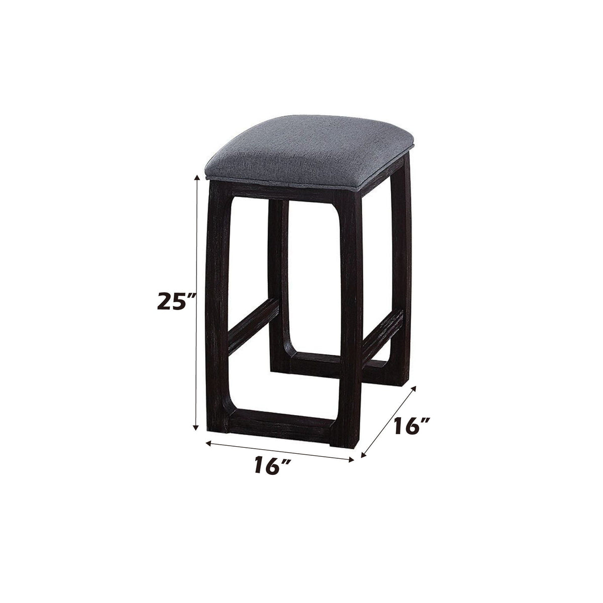Gray Counter Height Stool with Backless Design - Fabric Seat
