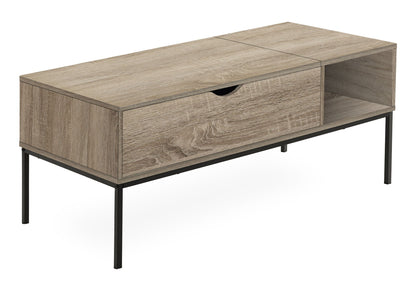 Lift-Top Coffee Table with Hidden Storage - Light Brown or Gray