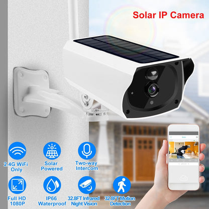 1080P Solar Powered WiFi IP Camera Two-Way Intercom Security Surveillance Camera IP66 Waterproof Motion Sensor Night Vision Network Camcorder APP Cont