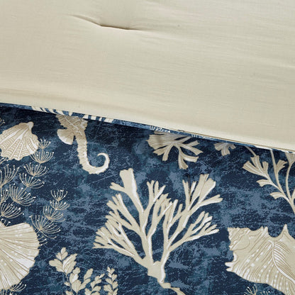 Blue Cotton Sateen Comforter Set with Coordinated Accessories - Cal King