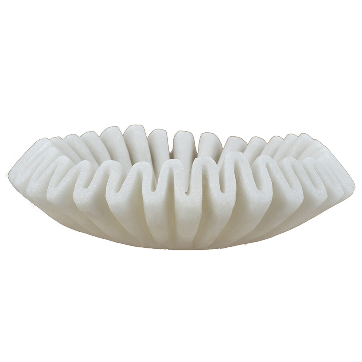 Wavy Sand and Resin Bowl with Textured White Finish - 9.6"
