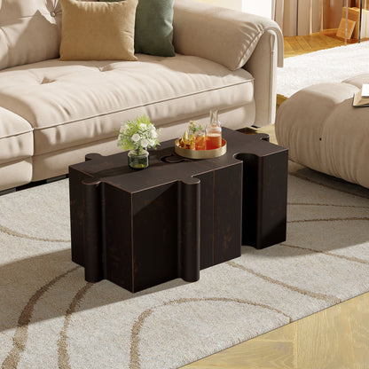 3-Piece Artistic Puzzle Coffee Table Set