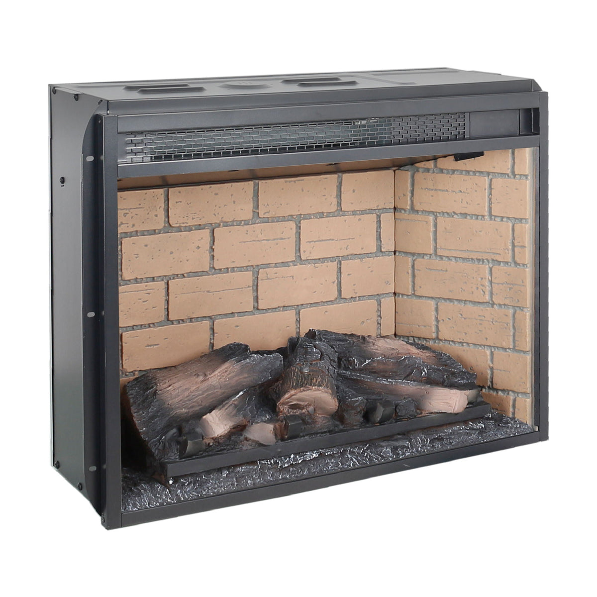 Infrared Quartz Heater Fireplace Insert with Brick - Black