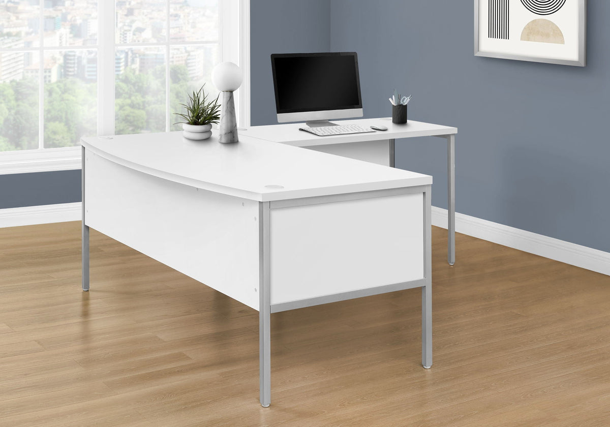 Contemporary Computer Desk with Cable Management - Dark Gray or White