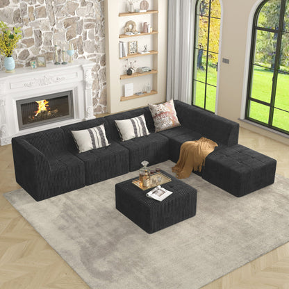 Modern Minimalist Ottoman Sofa Sleeper with Fabric Upholstery - Dark Gray or Black