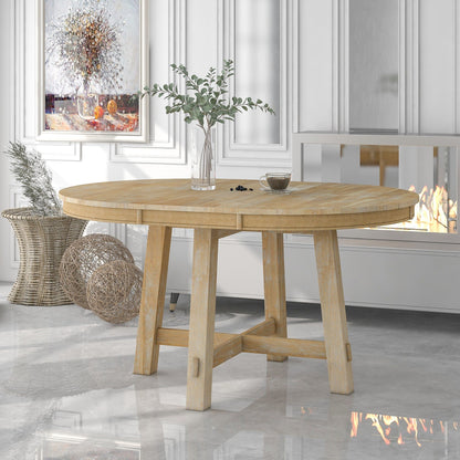 Gia Round Extendable Dining Table with 16" Leaf Wood - Light Brown or Dark Brown