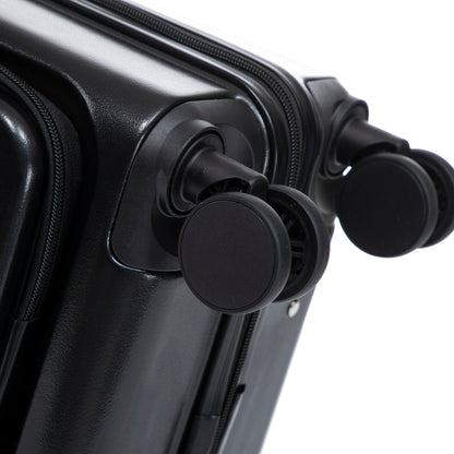 ABS Spinner Wheel Luggage Set with Cosmetic Case - Black