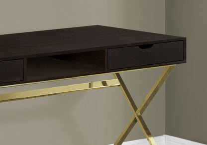 Contemporary Espresso Computer Desk with Storage Drawers