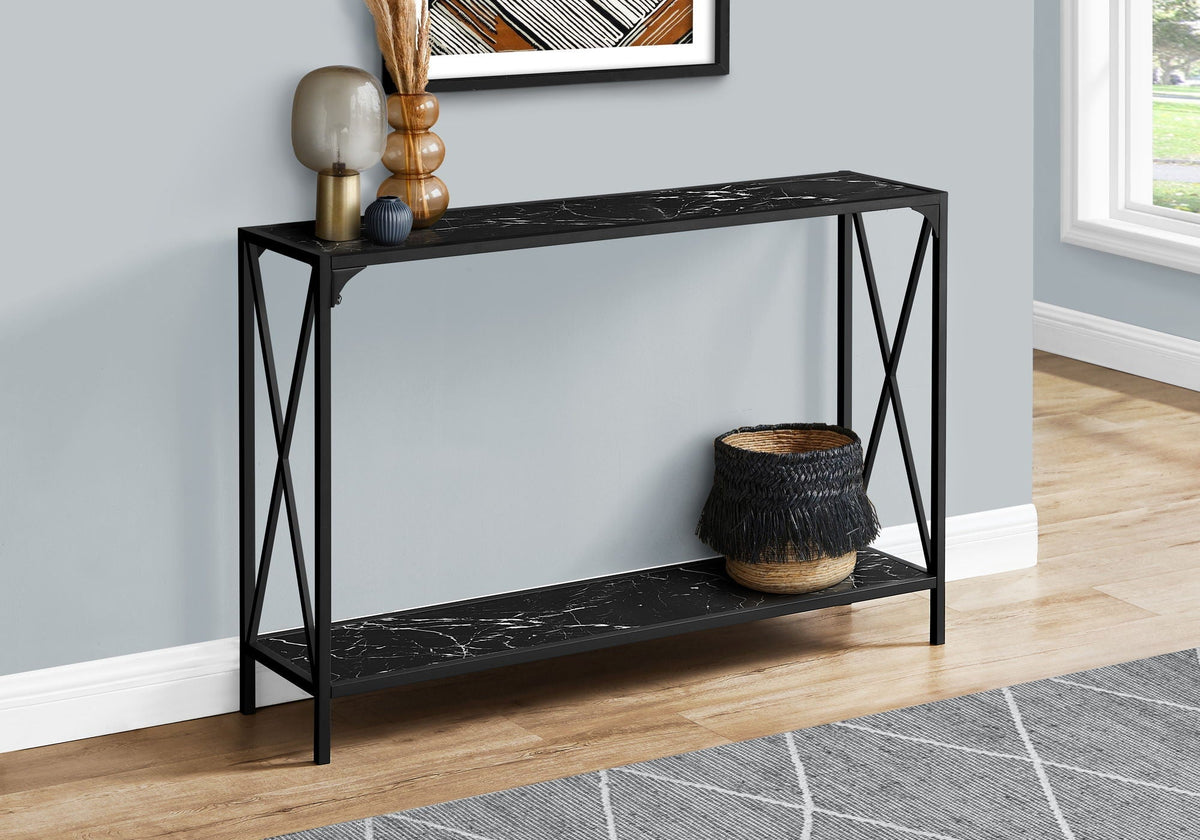 Accent Console Table with Two-Tier Design - Black
