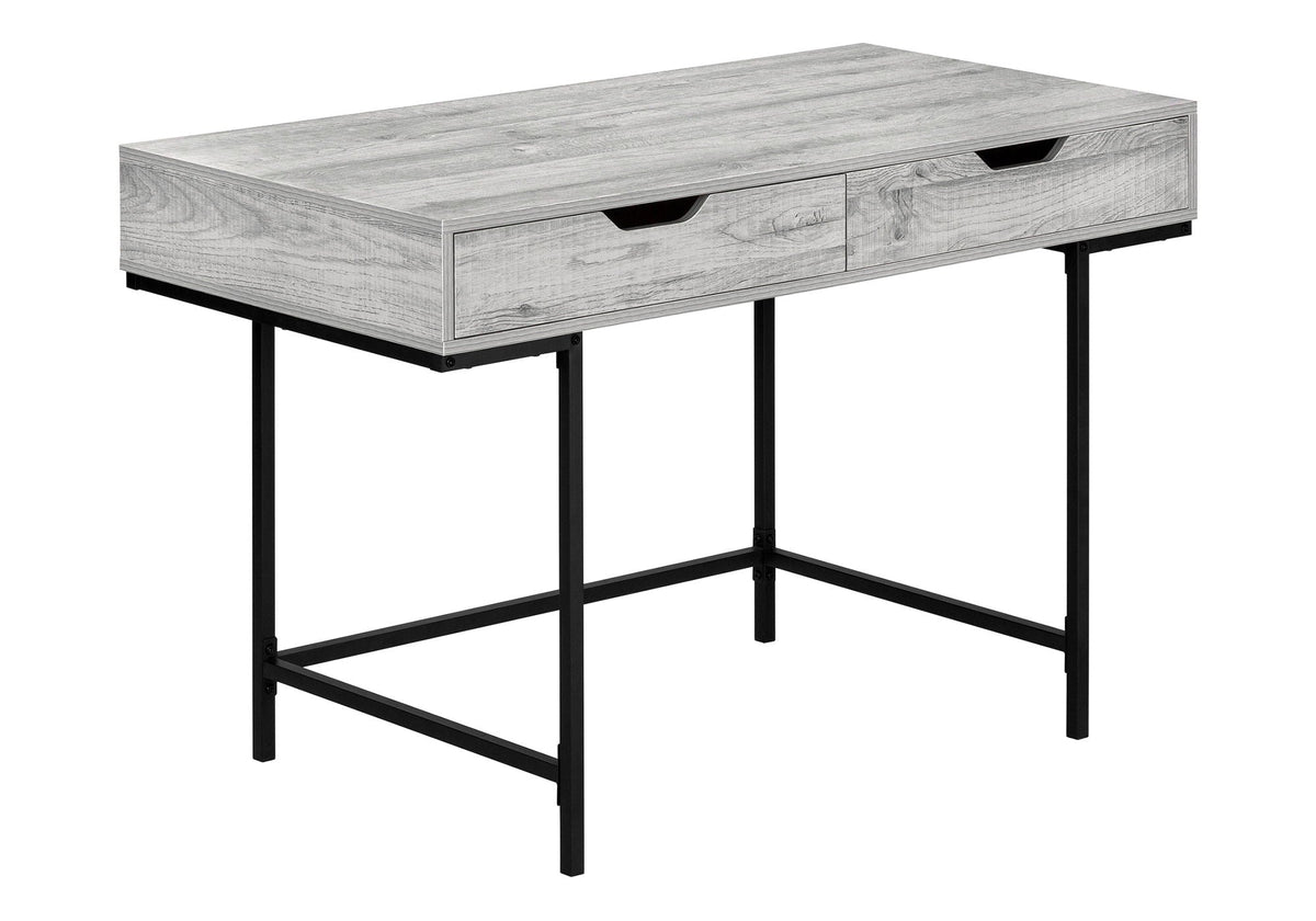 Contemporary Computer Desk with Storage Drawers - Stone-Look Finish
