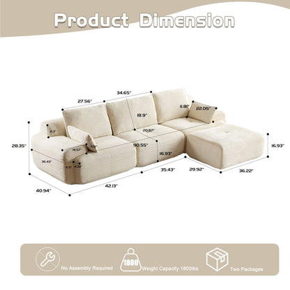 Large Fabric Sectional Sofa with Memory Foam Padding - Multiple Colors