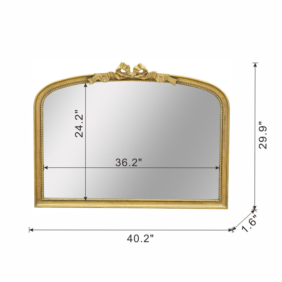 Baroque Style Gold Arch Mirror with Ornate Scrollwork - Gold