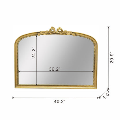 Baroque Style Gold Arch Mirror with Ornate Scrollwork - Gold