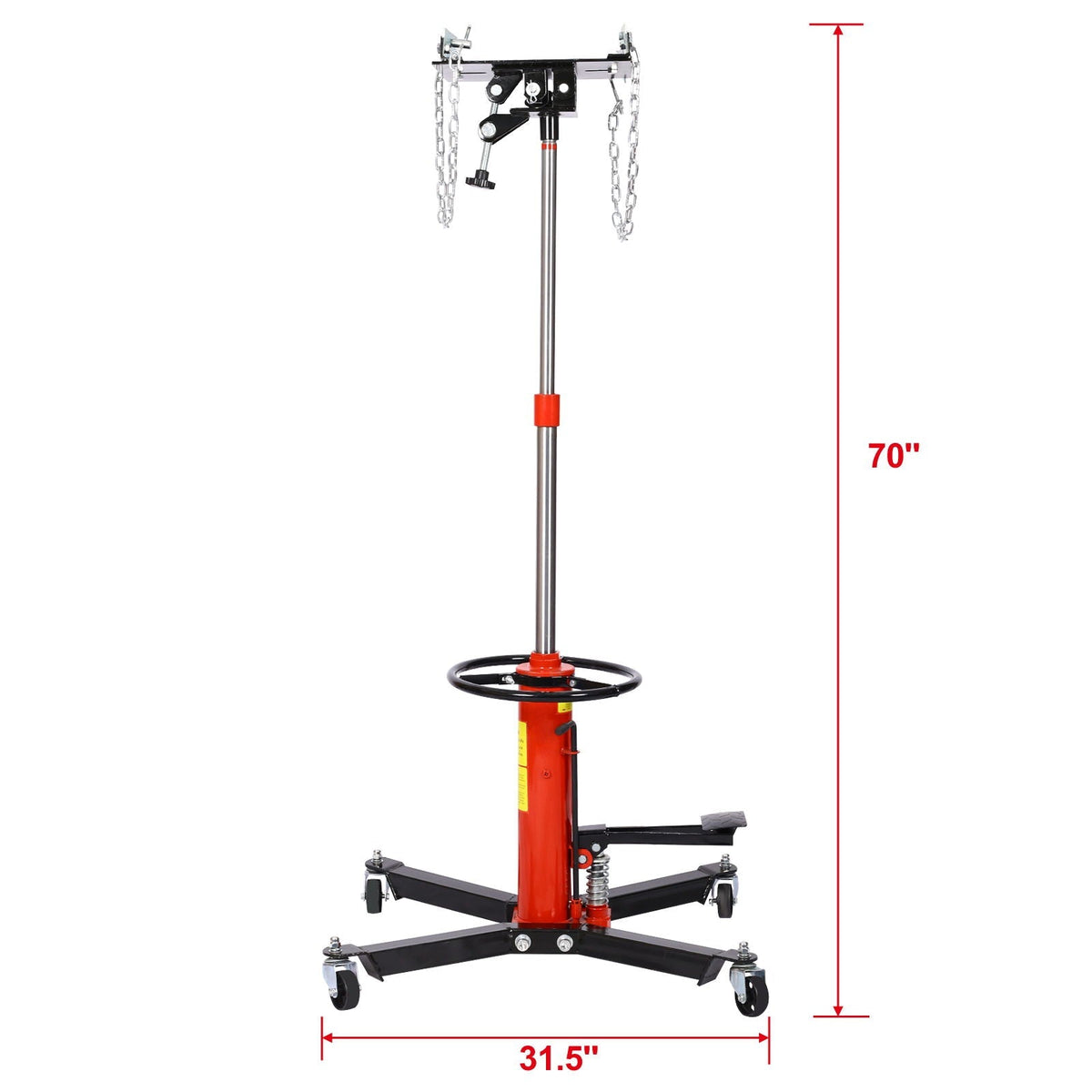 Hydraulic 2 Stage Transmission Jack with Swivel Casters - Red