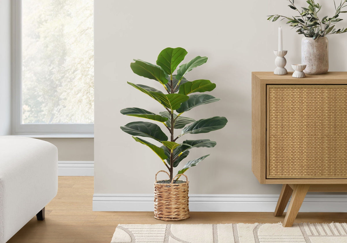 28" Tall Artificial Fiddle Tree Plant with Real Touch Leaves - Green