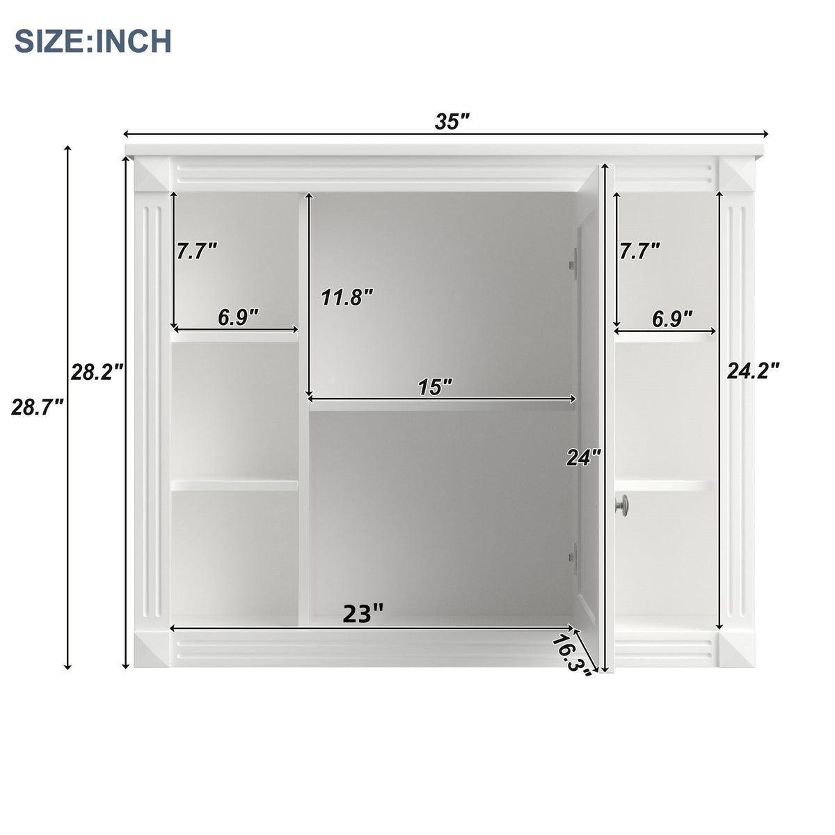 Wall Mounted Bathroom Storage Cabinet with Mirror - Blue, White, or Dark Gray
