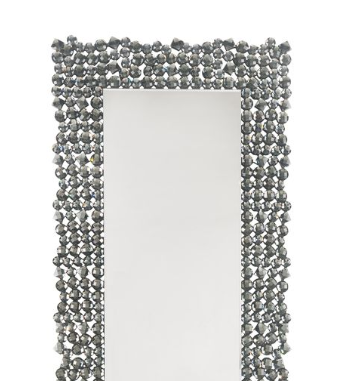 Mirrored & Faux Gems Accent Mirror with Beveled Frame - Silver