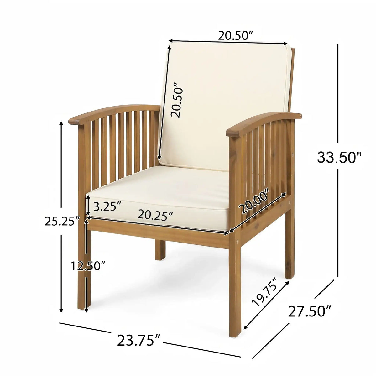 Casa Acacia Club Chair with Waterproof Cushions - Beige or Blue