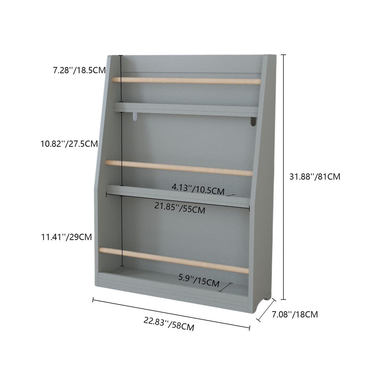 3 Tier Book Shelf with Compact Storage - Multiple Colors