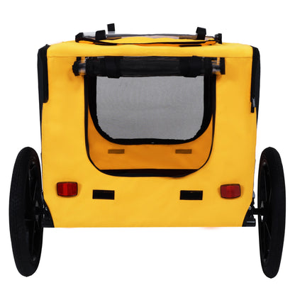 Pet Bike Trailer with Steel Frame and Foldable Design - Red