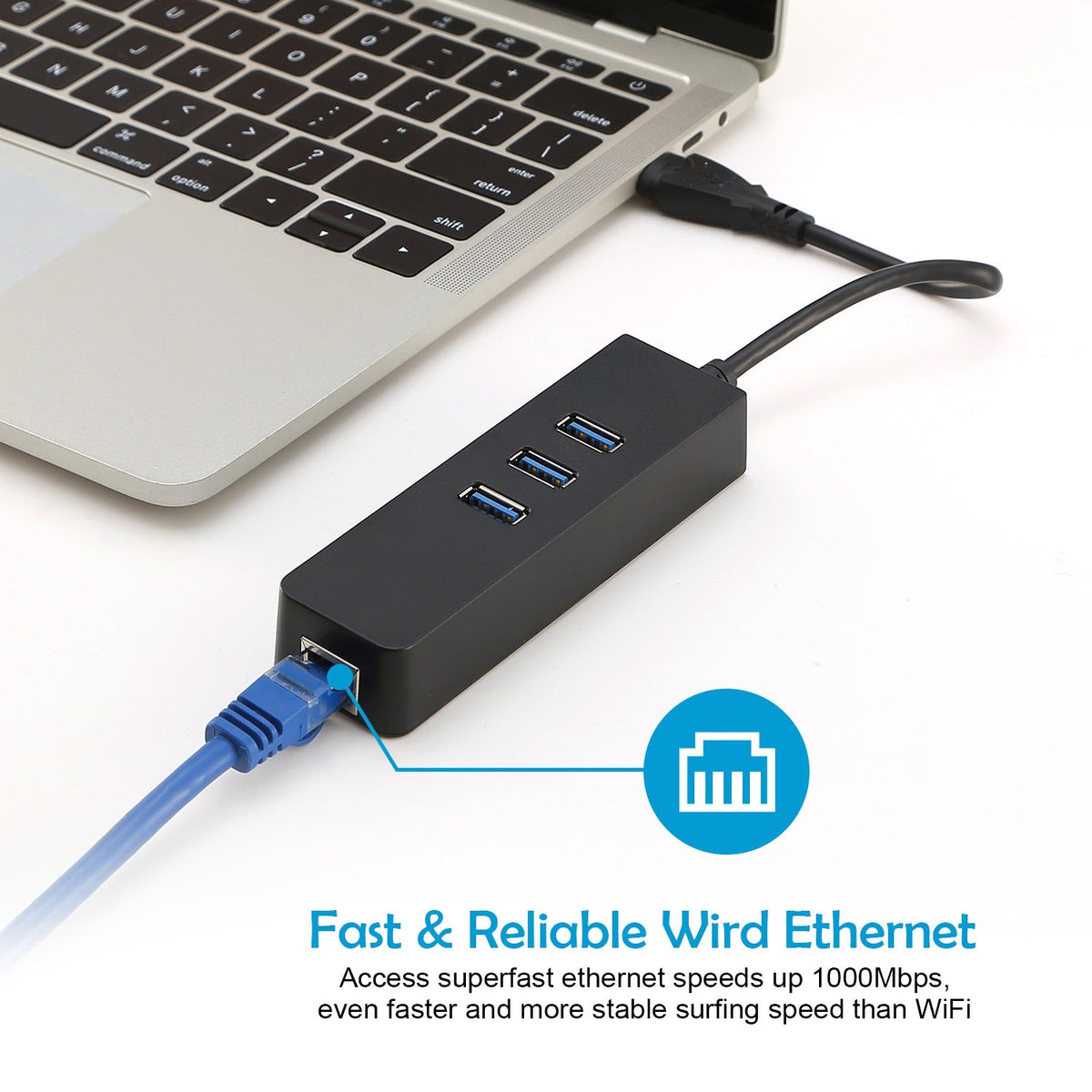 3 Ports USB 3.0 Hub Gigabit Ethernet Adapter 10/100/1000 Mbps Converter LAN RJ45 Wired USB Network Adapter