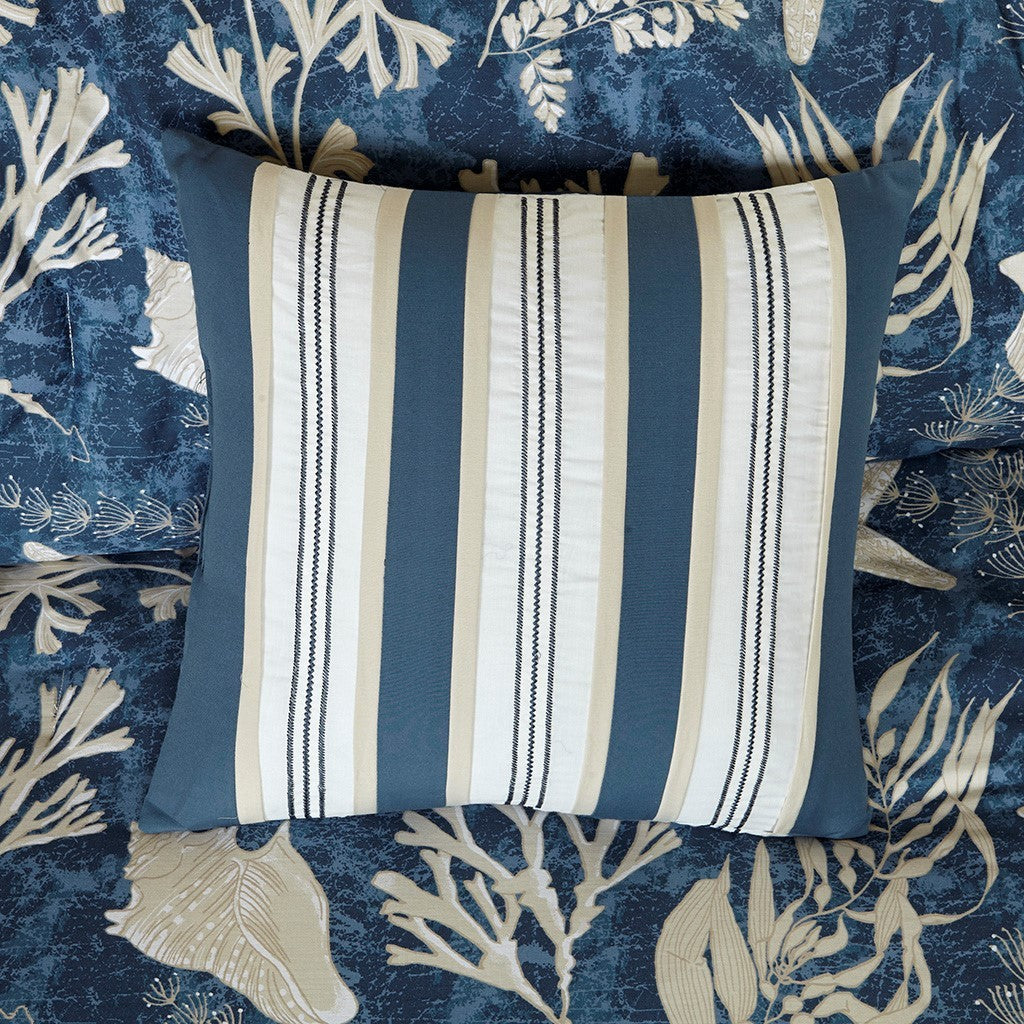 Blue Cotton Sateen Comforter Set with Coordinated Accessories - Cal King