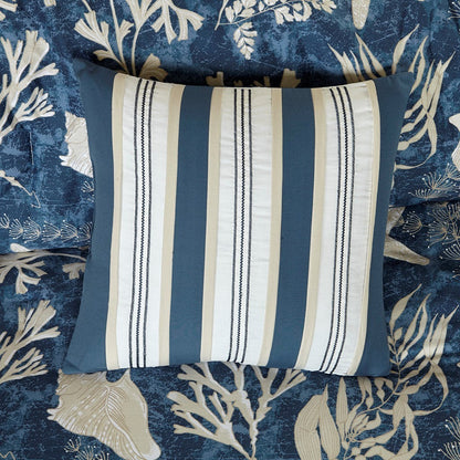 Blue Cotton Sateen Comforter Set with Coordinated Accessories - Cal King