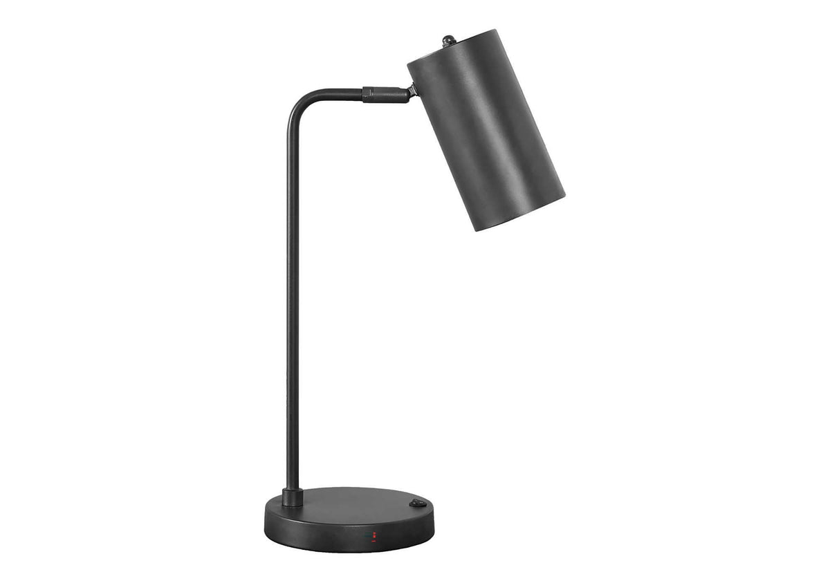Modern Gray Table Lamp with USB Port - Mid-Century Style