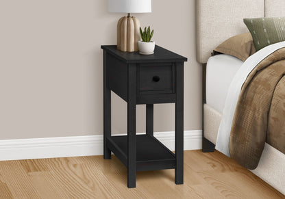 Narrow Wood End Table with Storage Drawer - Multiple Colors