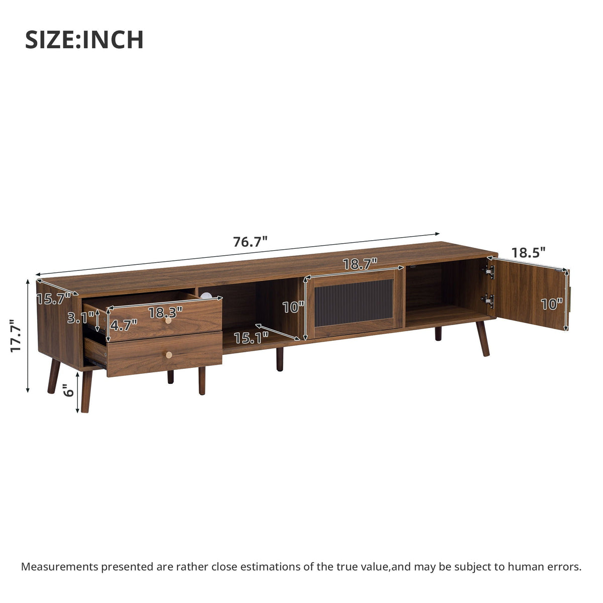 76" TV Stand with Storage Cabinets - Natural
