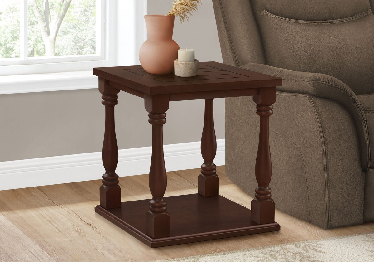 Espresso 2-Tier Square Accent Table with Bottom Shelf - Traditional