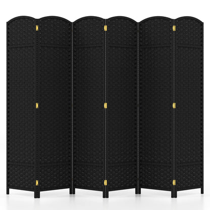 6-Panel Room Divider 5.6 FT Tall Folding Privacy Screen with Hand-woven Texture