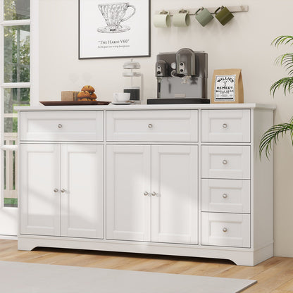 Buffet Sideboard 59" Modern Coffee Bar Station Console Table-White