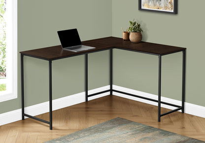 L-Shaped Corner Computer Desk with Marble Look - Light or Dark Brown