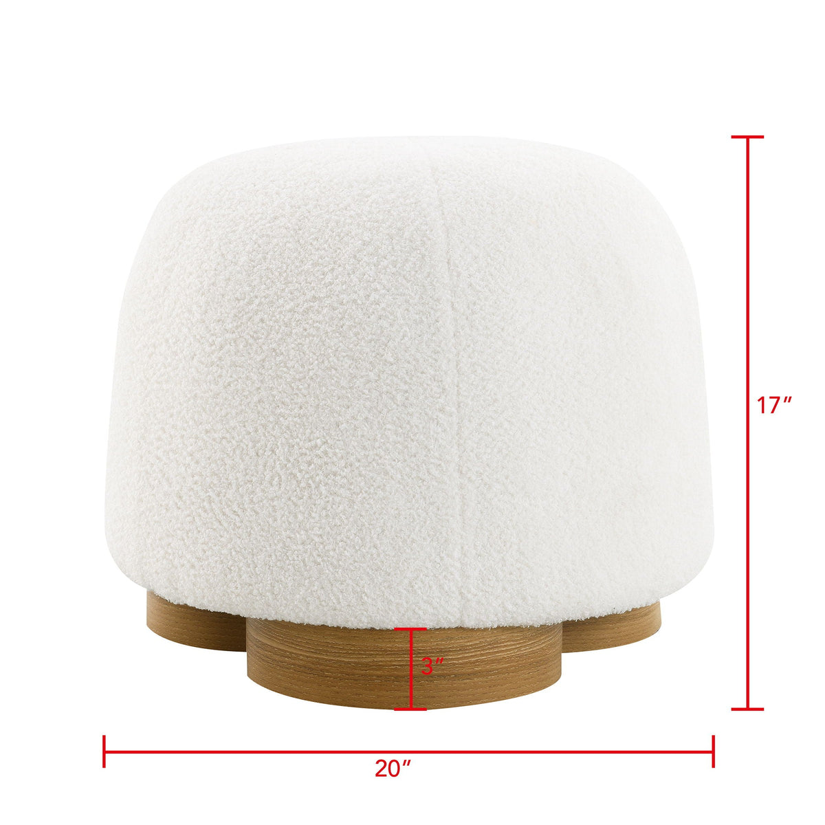 Round Soft Teddy Fabric Upholstered Ottoman with Metal Accents - White or Dark Green
