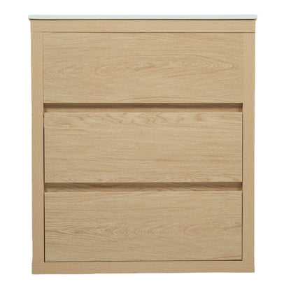 Double Sinks Bathroom Vanity Set with Ceramic Basins - Wood