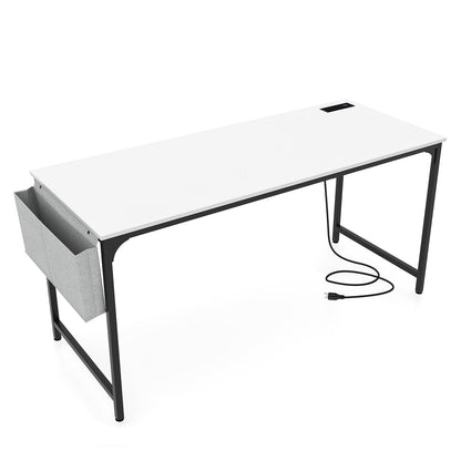 60 Inch Computer Desk with Charging Station Storage Bag