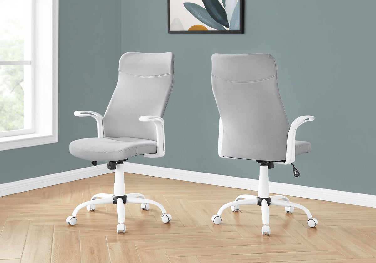 Adjustable Height Office Chair with Swivel and Armrests - Black or Gray