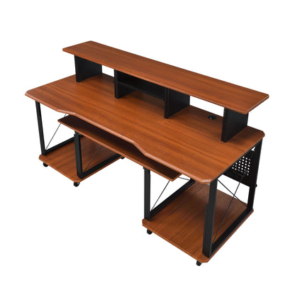 Music Desk with Multiple Storage and Cable Management - Black or Dark Brown