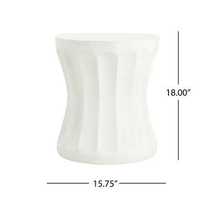 Antique White Concrete Outdoor Side Table with Weather-Resistant Durability