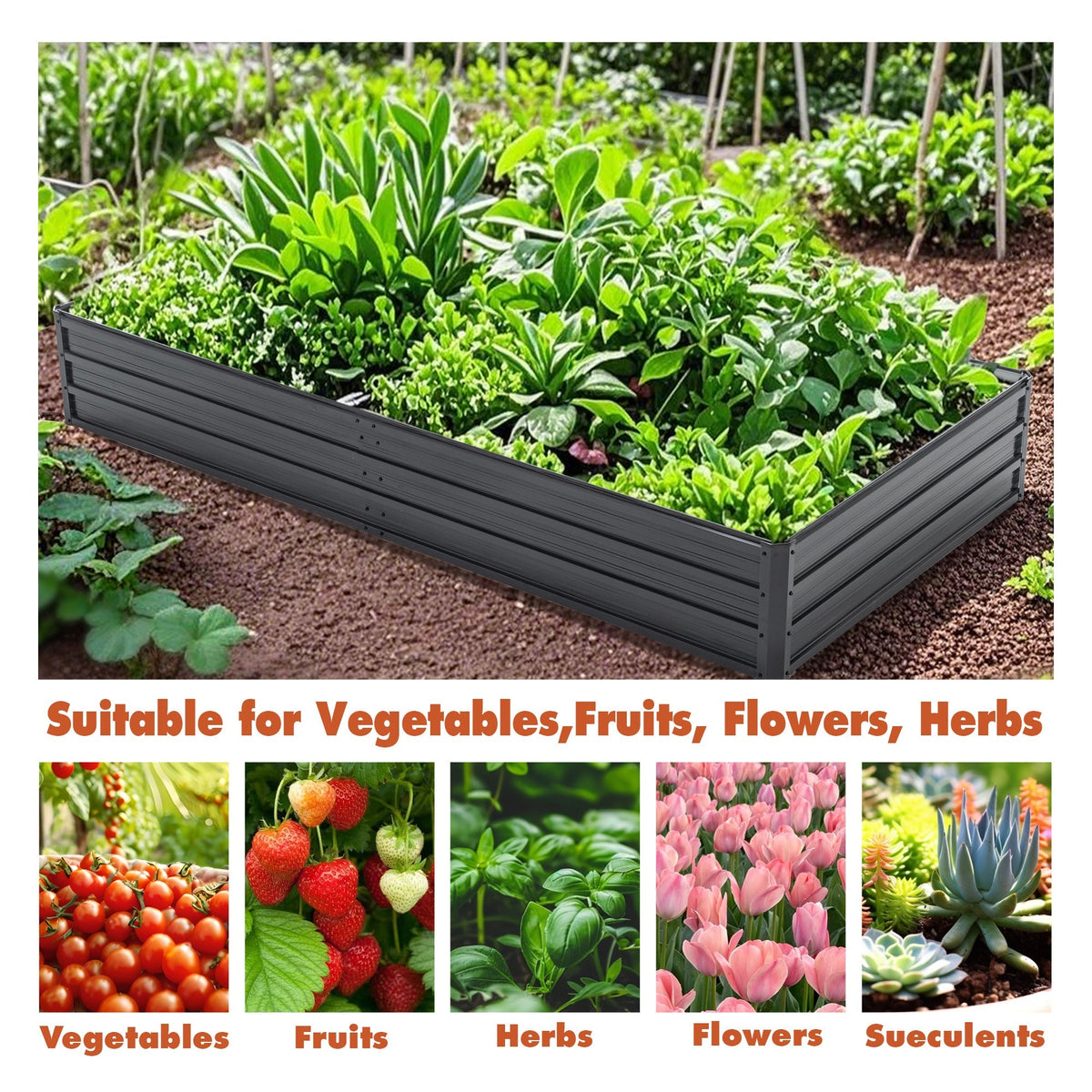 Galvanized Raised Garden Bed with Durable Metal Construction - Outdoor