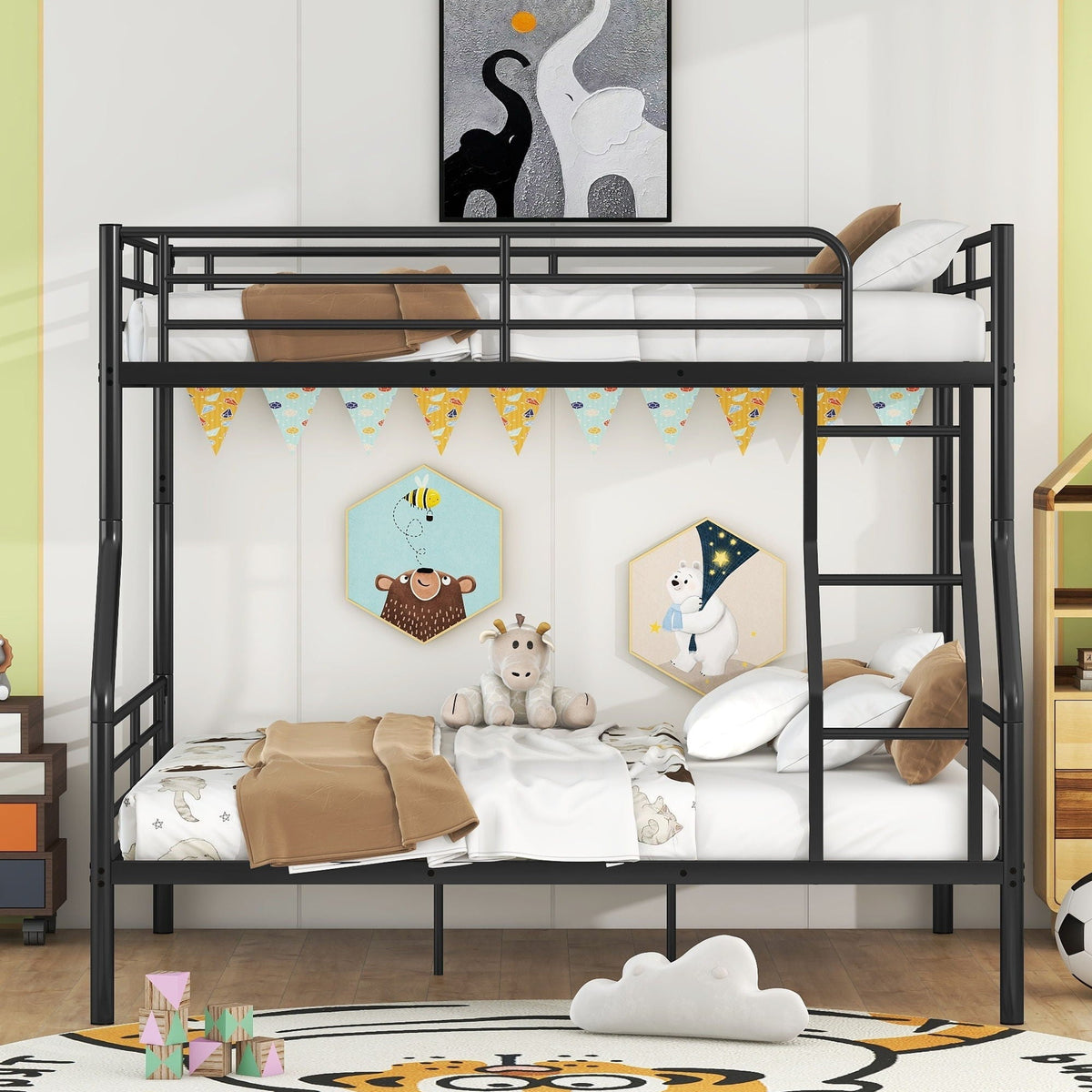 Steel Construction Bunk Bed with Convertible Design - Multiple Colors