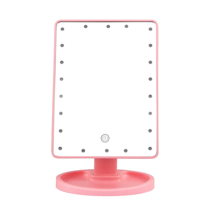 22 LED Lights Rechargeable Cosmetic Mirror 180¡ Rotation Makeup Mirror Touch Control Dimmable Vanity Mirror